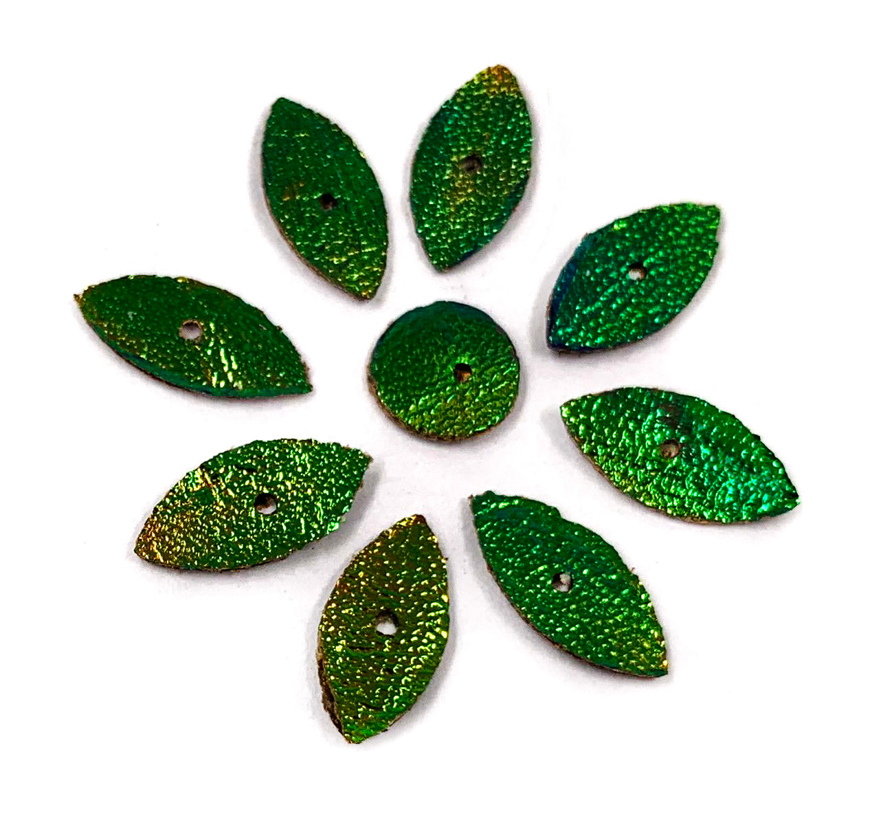 Jewel Beetle Wings DRILLED with HOLE 100 Pcs Natural Wings - Rice Grain Marquise 1 CM x 0.5 CM