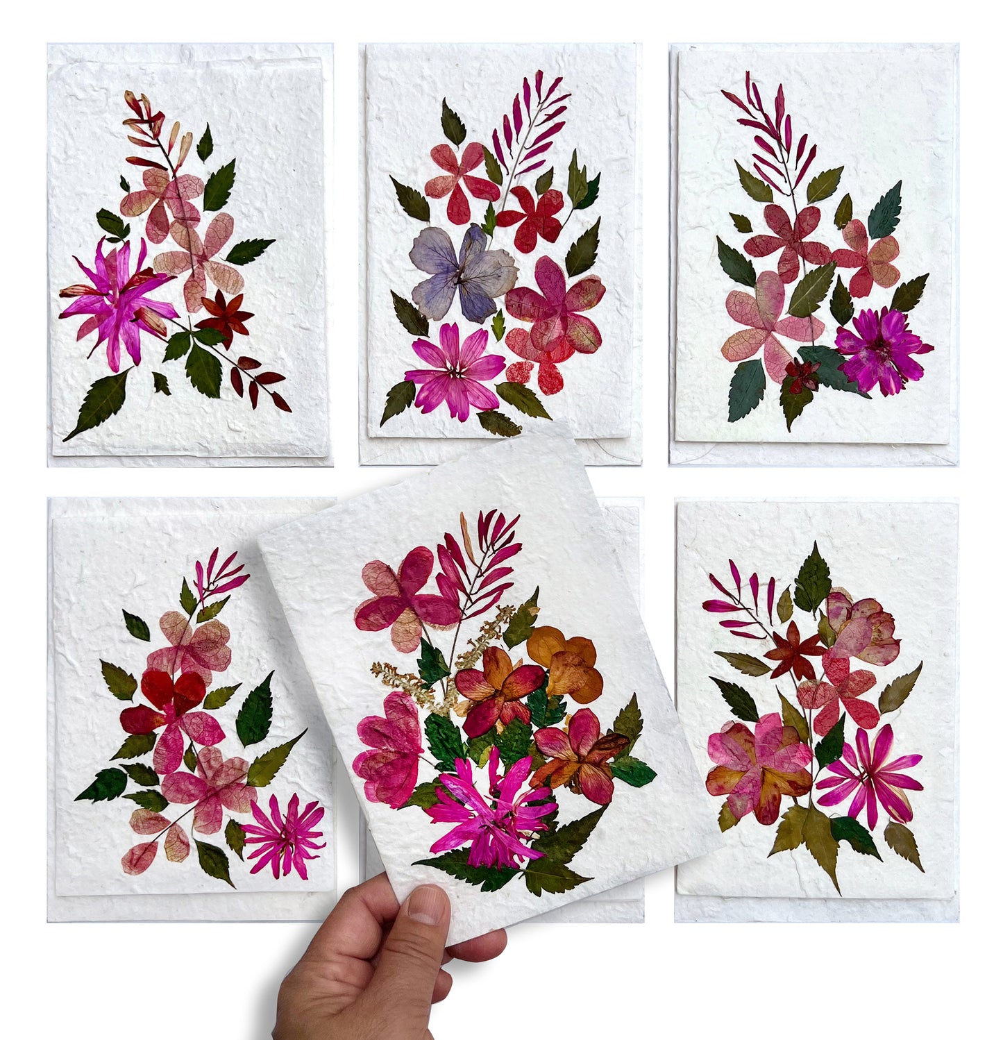 Handmade Mulberry Paper Greeting Card  5x7 Inch Random Pack (3 Pretty Sweet)