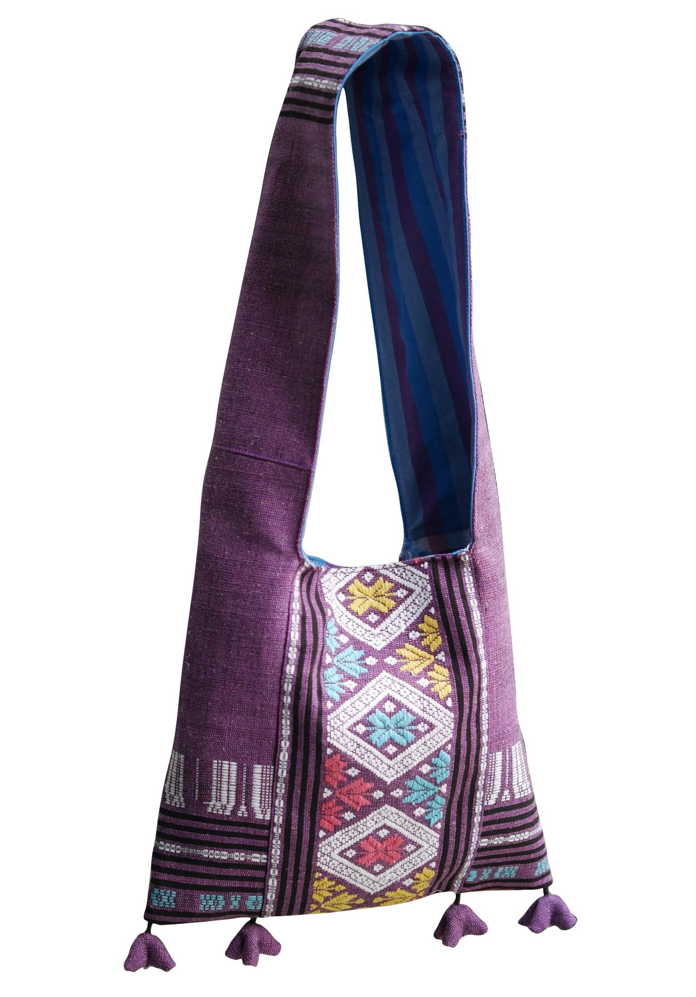 Handwoven Hand-dyed Handmade ETHNICS MINI shoulder bag tote bag Sunne Tropical - PURPLE MAUVE