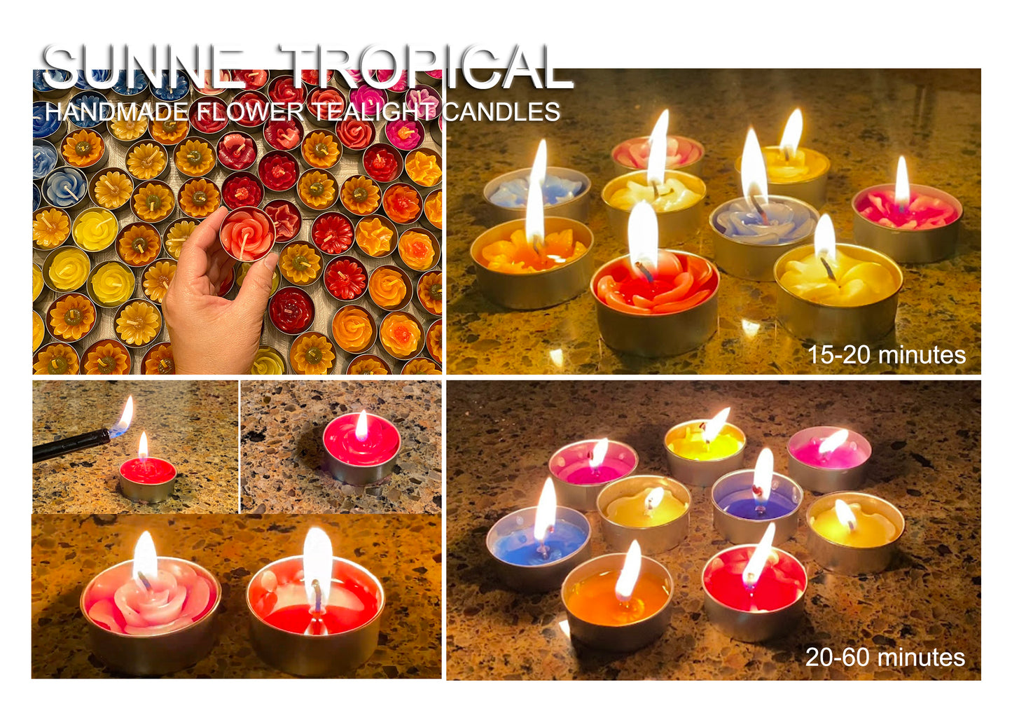 Lotus Flower Set of 10 Tealight Candles  (Orange)